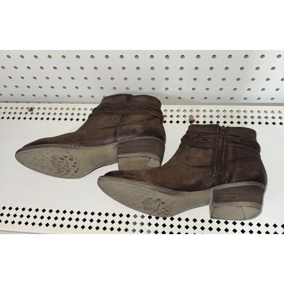 Circle G by Corral Womens Leather Side Zip Burnished Top Strap Booties Size 8 M - Picture 6 of 8